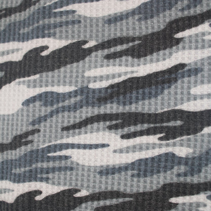 P-197-779-GREY-BLACK - PRINTED WAFFLE BRUSHED 78% POLY 18% RAYON4% SPANDEX