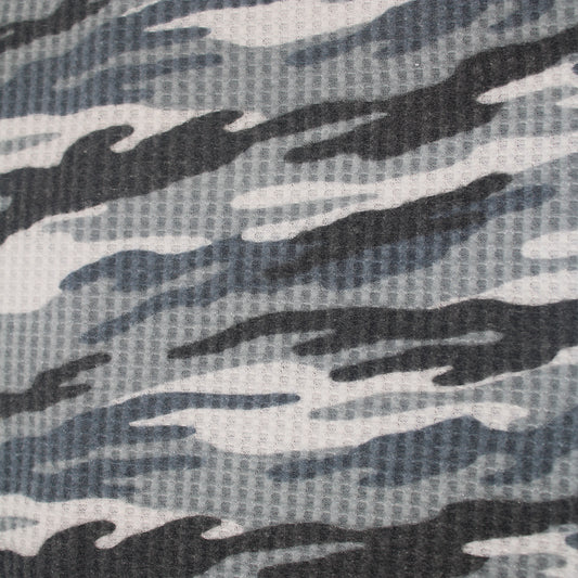 P-197-779-GREY-BLACK - PRINTED WAFFLE BRUSHED 78% POLY 18% RAYON4% SPANDEX