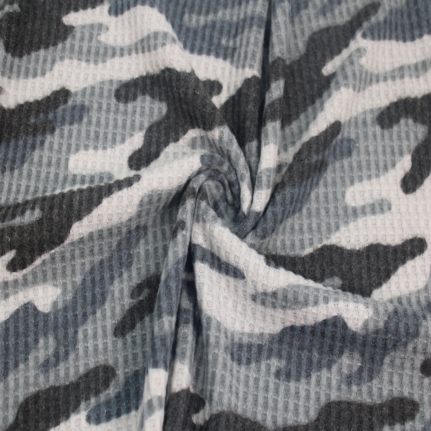 P-197-779-GREY-BLACK - PRINTED WAFFLE BRUSHED 78% POLY 18% RAYON4% SPANDEX