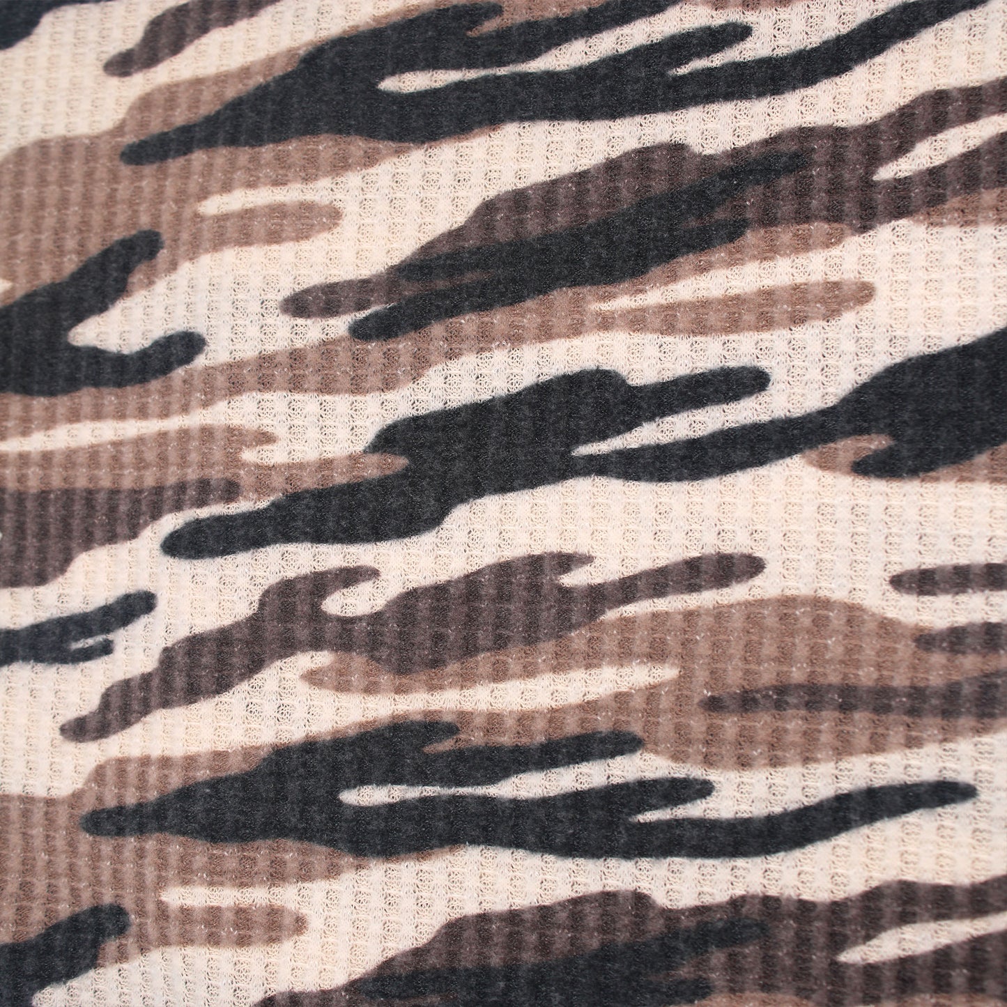 P-197-779-MOCHA-BLACK - PRINTED WAFFLE BRUSHED 78% POLY 18% RAYON4% SPANDEX