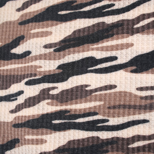 P-197-779-MOCHA-BLACK - PRINTED WAFFLE BRUSHED 78% POLY 18% RAYON4% SPANDEX