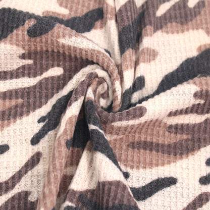 P-197-779-MOCHA-BLACK - PRINTED WAFFLE BRUSHED 78% POLY 18% RAYON4% SPANDEX