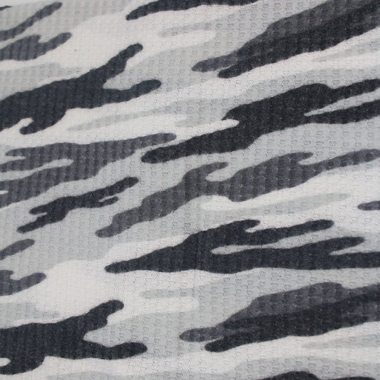 P-197-779-SILVER-CHARCOAL - PRINTED WAFFLE BRUSHED 78% POLY 18% RAYON4% SPANDEX