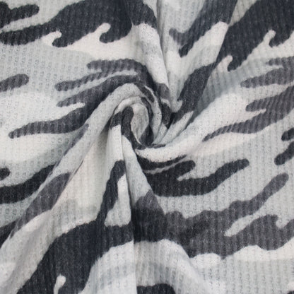 P-197-779-SILVER-CHARCOAL - PRINTED WAFFLE BRUSHED 78% POLY 18% RAYON4% SPANDEX