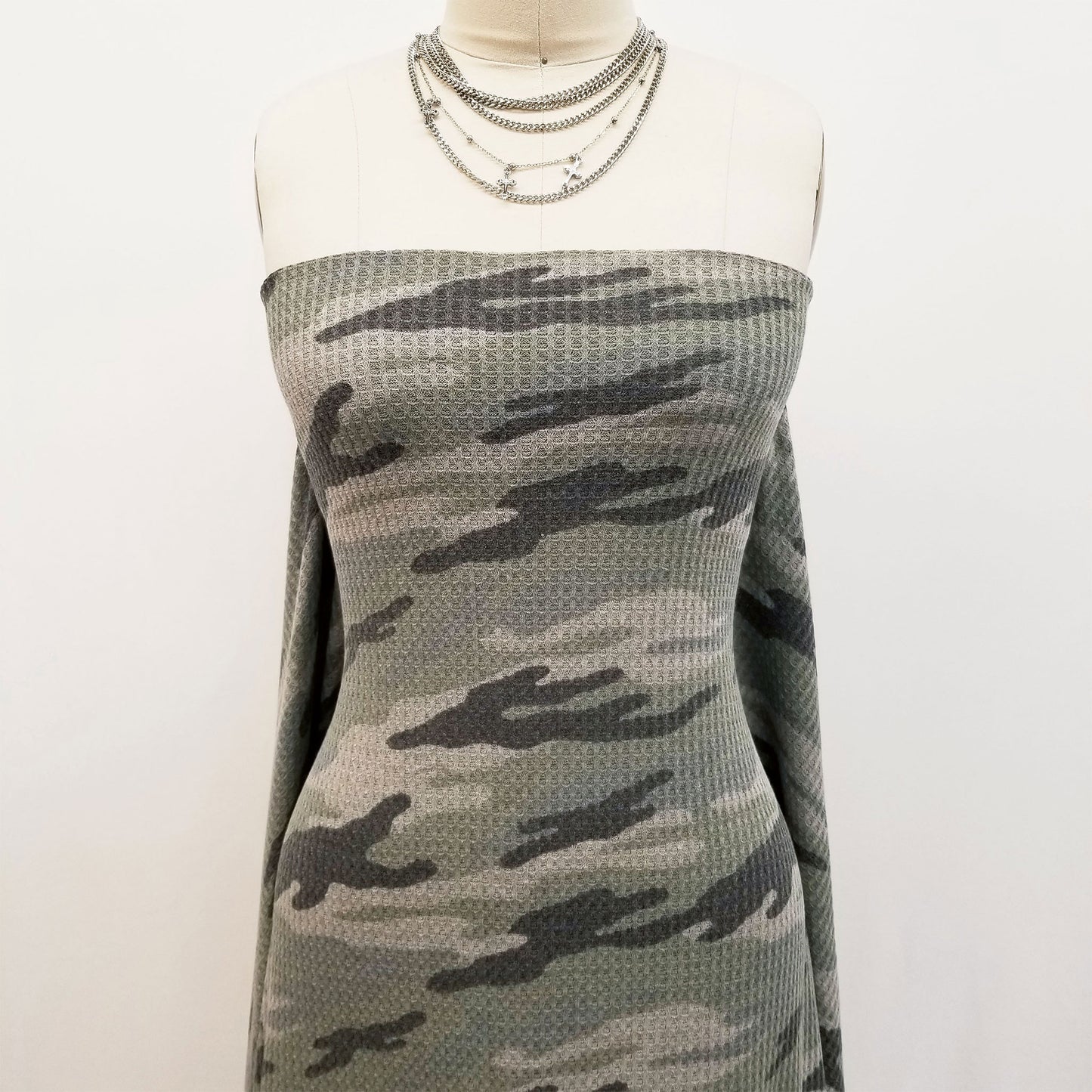 P-197-787-WFL-ARMY-GREEN-CHARCOAL- 63% POLY 33% RAYON 4% SPANDEX WAFFLE NON-BRUSHED