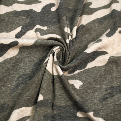 P-197-789-OLIVE-TAUPE - 63% POLY 33% COTTON 4% SPANDEX JERSEY PRINT