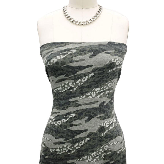 P-1984-506-OLIVE-CHARCOAL - PRINTED FRENCH TERRY 63%POLY  33%RAYON  4% SPANDEX