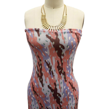 P-1994-13243-HC-DUSTY-CORAL-CINNAMON - PRINTED HACCI 87% POLY 10% RAYON 3% SPANDEX NON BRUSH