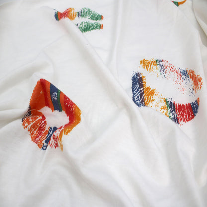 P-2073-506-OFF-WHITE-TANGERINE - PRINTED FRENCH TERRY 63%POLY  33%RAYON  4% SPANDEX