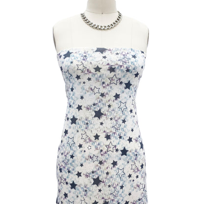 P-2099-13243-HC-IVORY-AQUA - PRINTED HACCI 87% POLY 10% RAYON 3% SPANDEX NON BRUSH