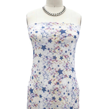 P-2099-13243-HC-IVORY-BLUE - PRINTED HACCI 87% POLY 10% RAYON 3% SPANDEX NON BRUSH