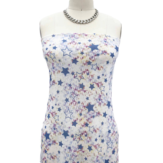 P-2099-13243-HC-IVORY-BLUE - PRINTED HACCI 87% POLY 10% RAYON 3% SPANDEX NON BRUSH