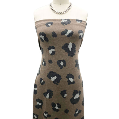 P-2120-506-CAMEL-HEATHERGRAY-PRINTED FRENCH TERRY 63%POLY  33%RAYON  4% SPANDEX