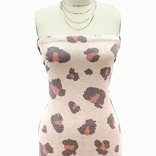P-2120-506-CHAMPAGNE-DUSTY-ROSE - PRINTED FRENCH TERRY 63%POLY  33%RAYON  4% SPANDEX