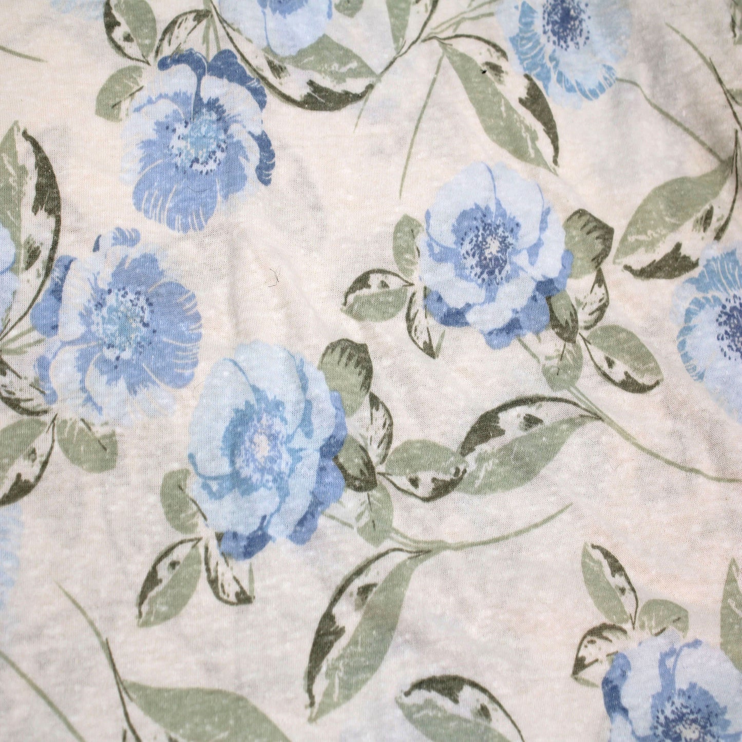 P-2130-TRI-BLN-ECRU-BLUE - PRINTED TRI-BLEND 50% POLY 38% COTTON 12% RAYON
