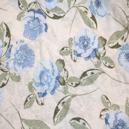 P-2130-TRI-BLN-ECRU-BLUE - PRINTED TRI-BLEND 50% POLY 38% COTTON 12% RAYON