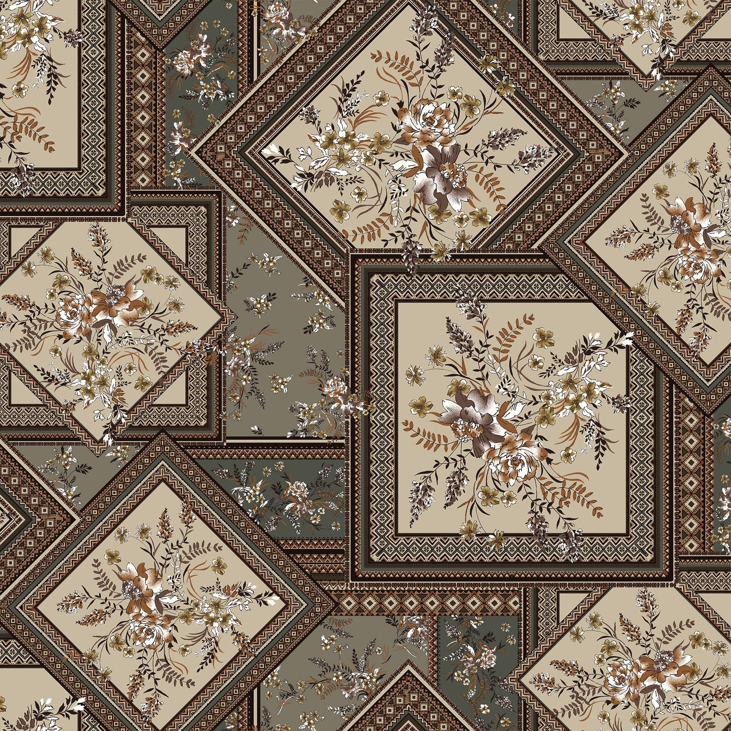 P-2134-636-ANTIQUE-OLIVE-SAGE - PRINTED CREPON 100% RAYON CREPON