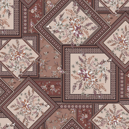 P-2134-636-RUSSET-ROSE-GOLD - PRINTED CREPON 100% RAYON CREPON