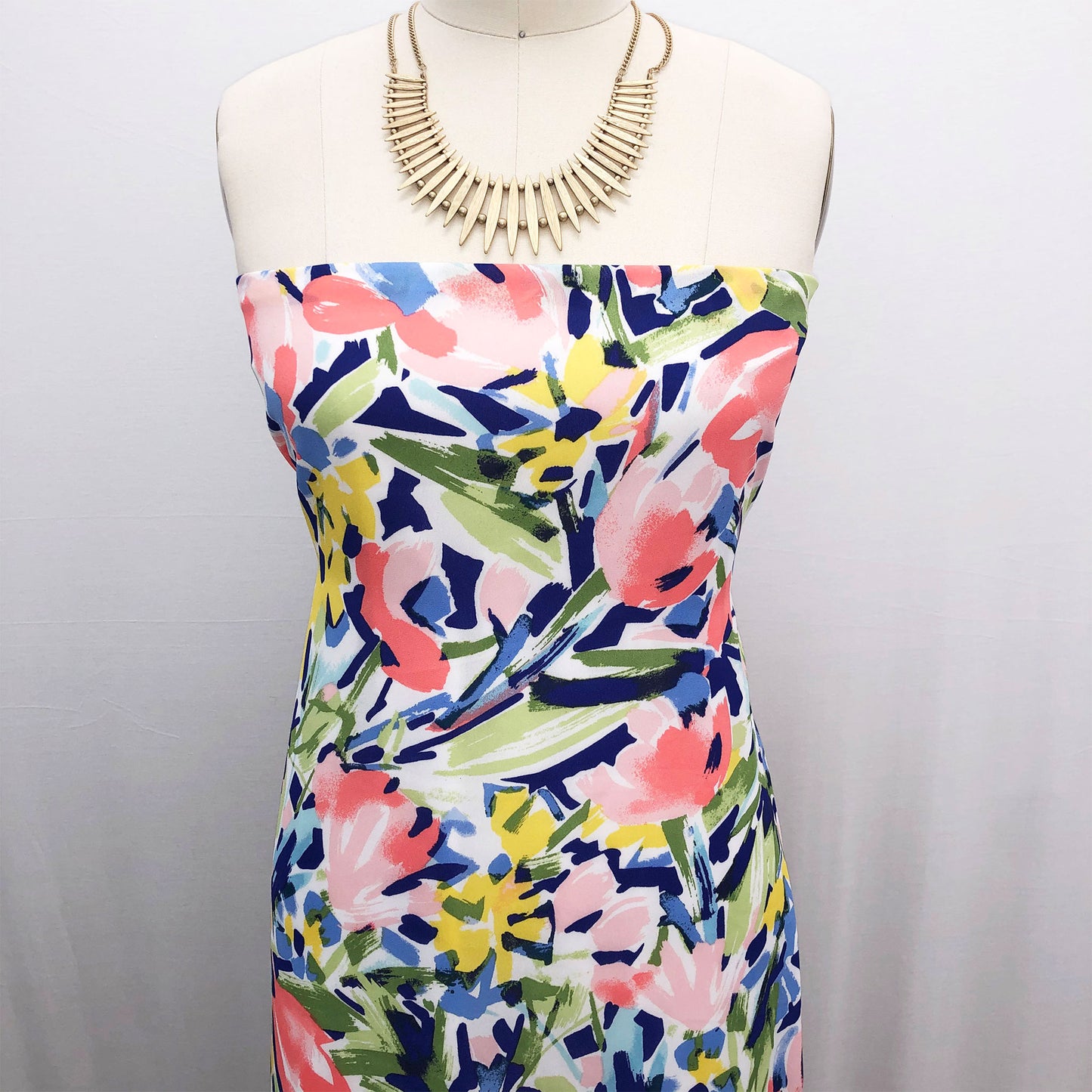 P-2155-504-OFF-WHITE-CORAL-GREEN - PRINTED WOOL DOBBY 100% POLYESTER