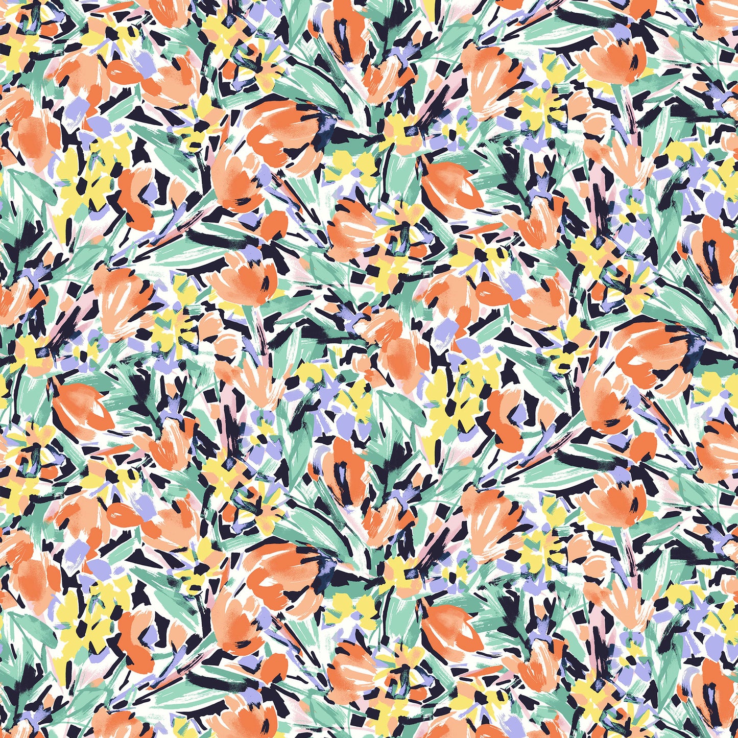 P-2155-504-OFF-WHITE-TANGERINE-TURQ - PRINTED WOOL DOBBY 100% POLYESTER