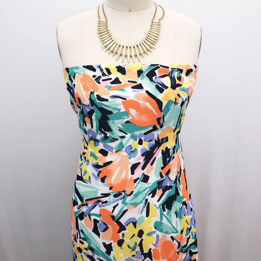 P-2155-504-OFF-WHITE-TANGERINE-TURQ - PRINTED WOOL DOBBY 100% POLYESTER