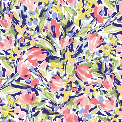 P-2155-702-OFF-WHITE-CORAL-GREEN - PRINTED SCUBA CREPE 97% POLY 3% SPANDEX