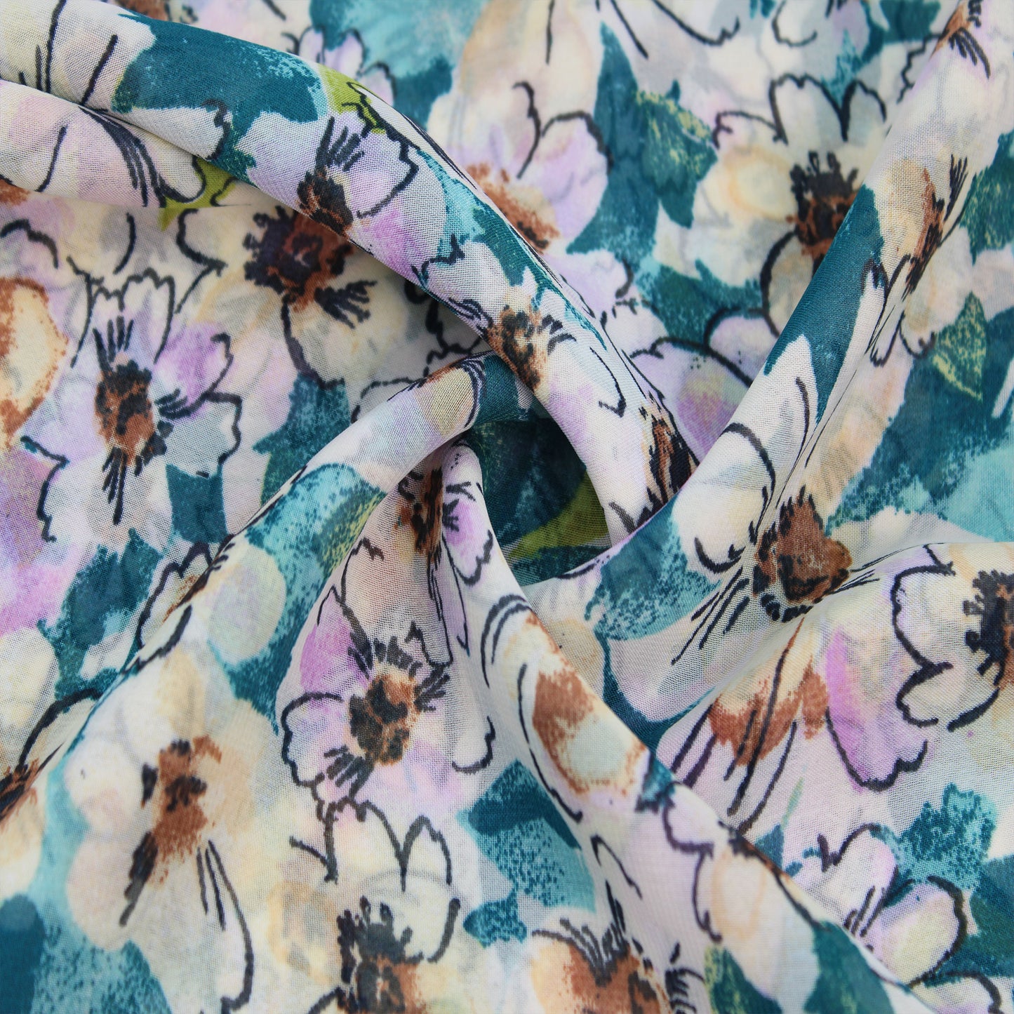 P-2157-500-TEAL-LILAC - PRINTED 100% POLYESTER HI MULTI CHIFFON