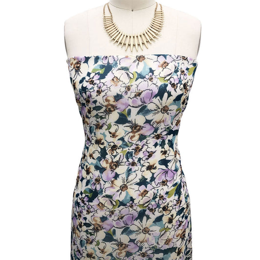 P-2157-500-TEAL-LILAC - PRINTED 100% POLYESTER HI MULTI CHIFFON