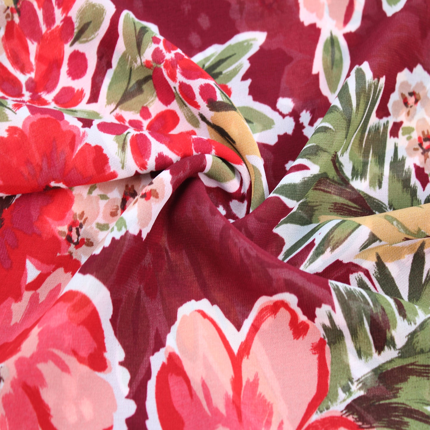 P-2158-501-BURGUNDY-PEACH - PRINTED 100% POLYESTER HI MULTI CHIFFON WASH