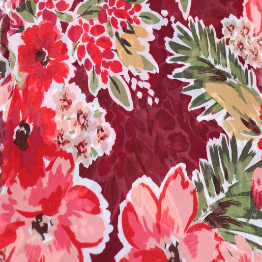 P-2158-501-BURGUNDY-PEACH - PRINTED 100% POLYESTER HI MULTI CHIFFON WASH