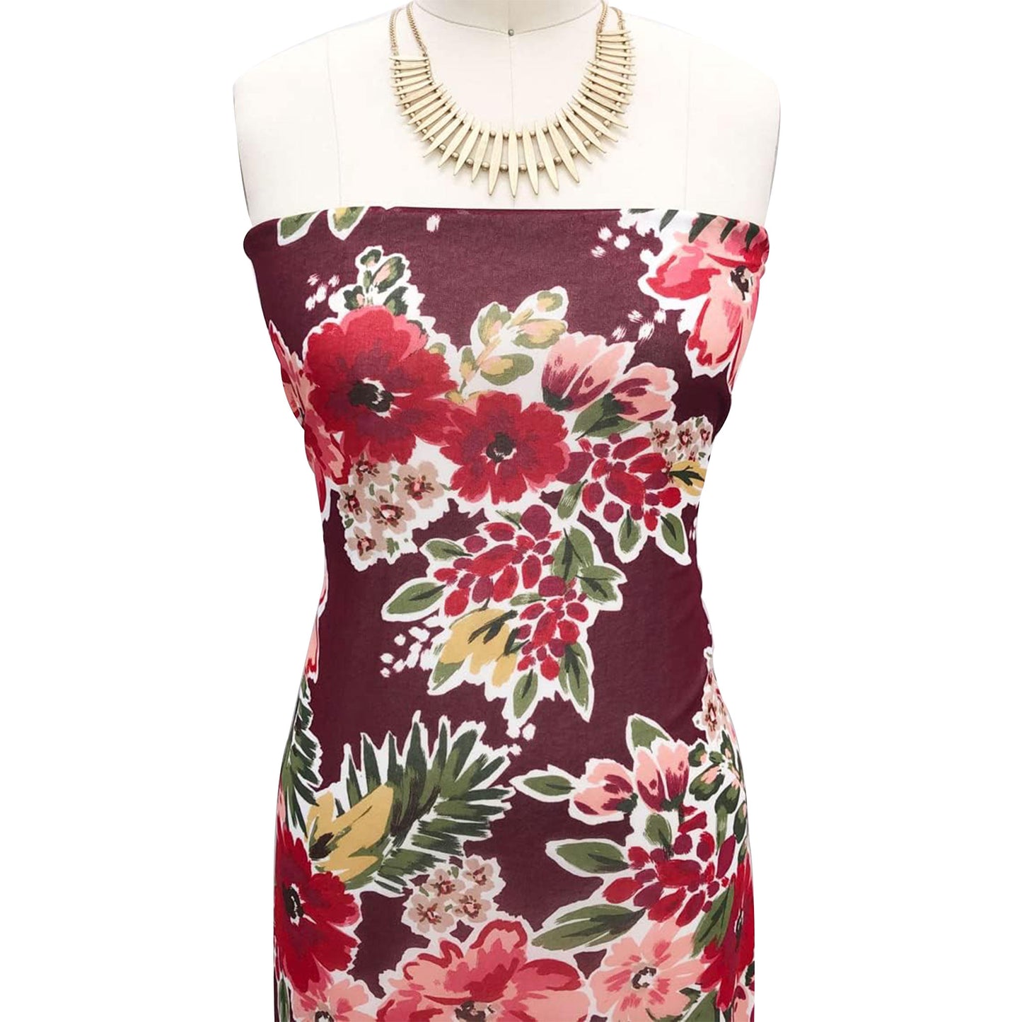 P-2158-501-BURGUNDY-PEACH - PRINTED 100% POLYESTER HI MULTI CHIFFON WASH