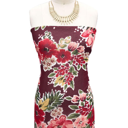 P-2158-501-BURGUNDY-PEACH - PRINTED 100% POLYESTER HI MULTI CHIFFON WASH