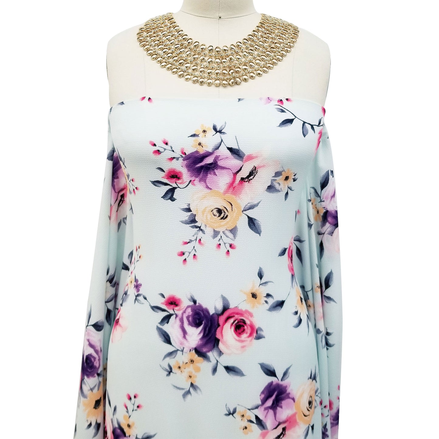 P-231-586-MINT-LILAC - PRINTED CREPE CHIFFON 97% POLY 3% SPANDEX