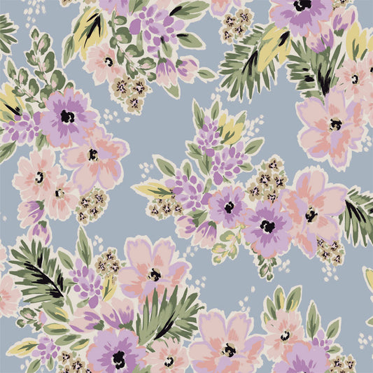 P-2402-636-GRAYISH-BLUE-LILAC PRINTED CREPON 100% RAYON CREPON