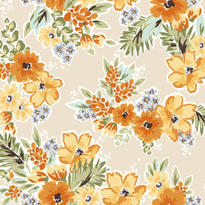 P-2402-754-ROSE-TAN-TANGERINE - PRINTED POLY MOROCCAN 100% POLY