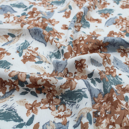 P-2415-636-OFF-WHITE-TOAST PRINTED CREPON 100% RAYON CREPON