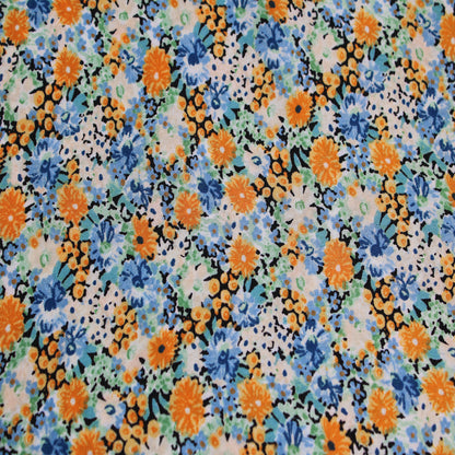 P-2435-456-MANGO-BLUE - PRINTED STRETCH SATIN 100% POLY