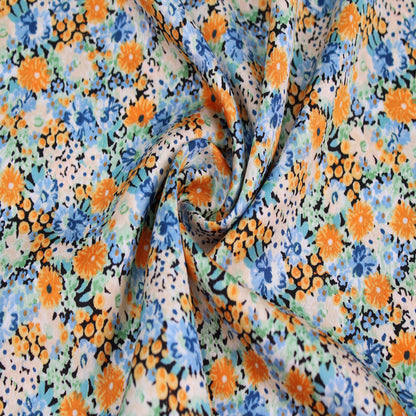 P-2435-456-MANGO-BLUE - PRINTED STRETCH SATIN 100% POLY