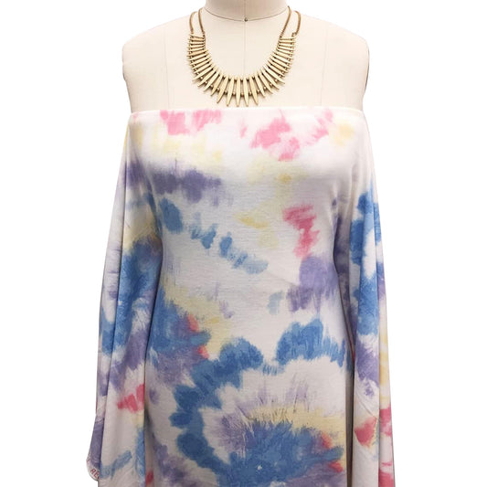 P-2446-506-OFF-WHITE-BLUE-LILAC - PRINTED FRENCH TERRY 63%POLY  33%RAYON  4% SPANDEX