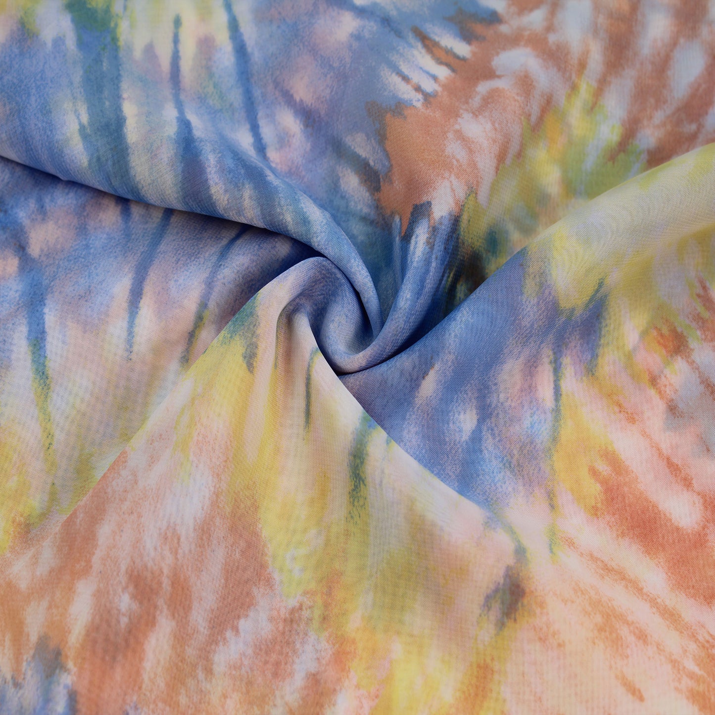 P-2448-500-DENIM-CORAL - PRINTED 100% POLYESTER HI MULTI CHIFFON