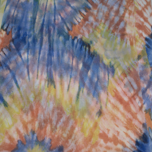 P-2448-500-DENIM-CORAL - PRINTED 100% POLYESTER HI MULTI CHIFFON