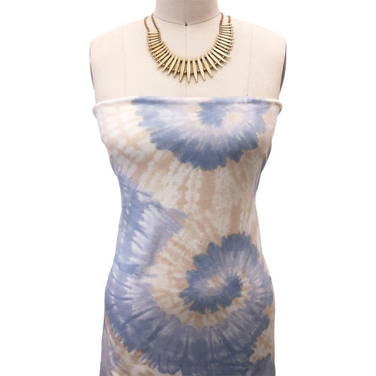 P-2448-506-BLUE-PEACH - PRINTED FRENCH TERRY 63%POLY  33%RAYON  4% SPANDEX