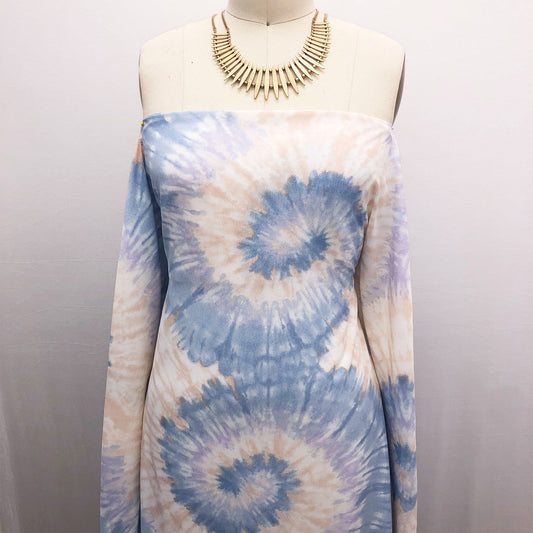 P-2448-754-BLUE-PEACH - PRINTED POLY MOROCCAN 100% POLY