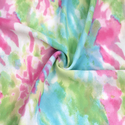 P-2450-504-AQUA-PINK - PRINTED WOOL DOBBY 100% POLYESTER