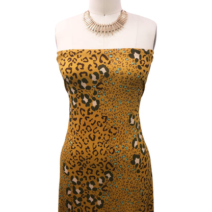 P-2475-450-MUSTARD-OLIVE - PRINTED ITY 96% POLY 4% SPANDEX