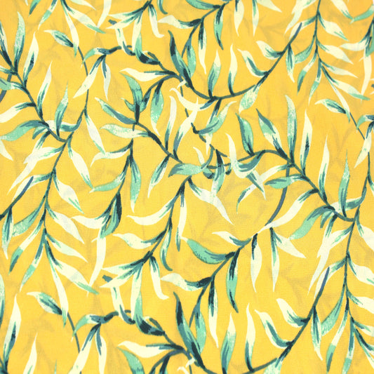 P-2477-504-MARIGOLD-GREEN - PRINTED WOOL DOBBY 100% POLYESTER
