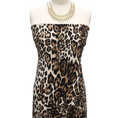 P-2498-504-TAN-CHOCO-BROWN - PRINTED WOOL DOBBY 100% POLYESTER