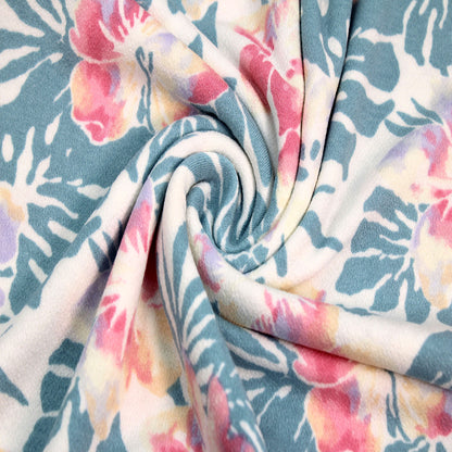 P-2503-550-IVORY-CORAL - PRINTED CREPE VISCOSE 96% VISCOSE 4% SPANDEX