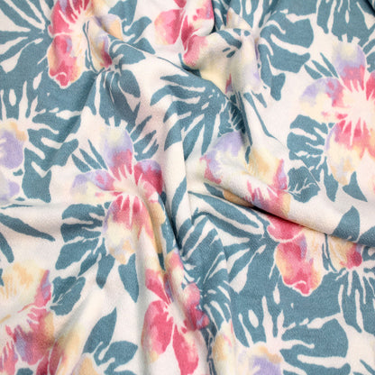P-2503-550-IVORY-CORAL - PRINTED CREPE VISCOSE 96% VISCOSE 4% SPANDEX