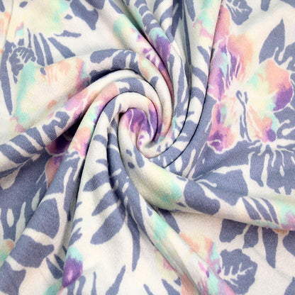 P-2503-550-IVORY-LILAC - PRINTED CREPE VISCOSE 96% VISCOSE 4% SPANDEX